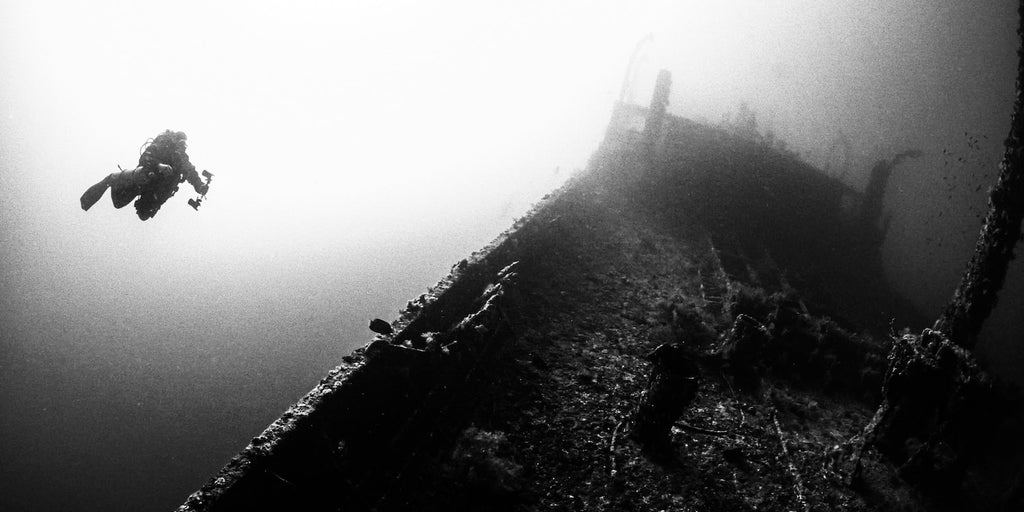 A diver engaging in wreck diving