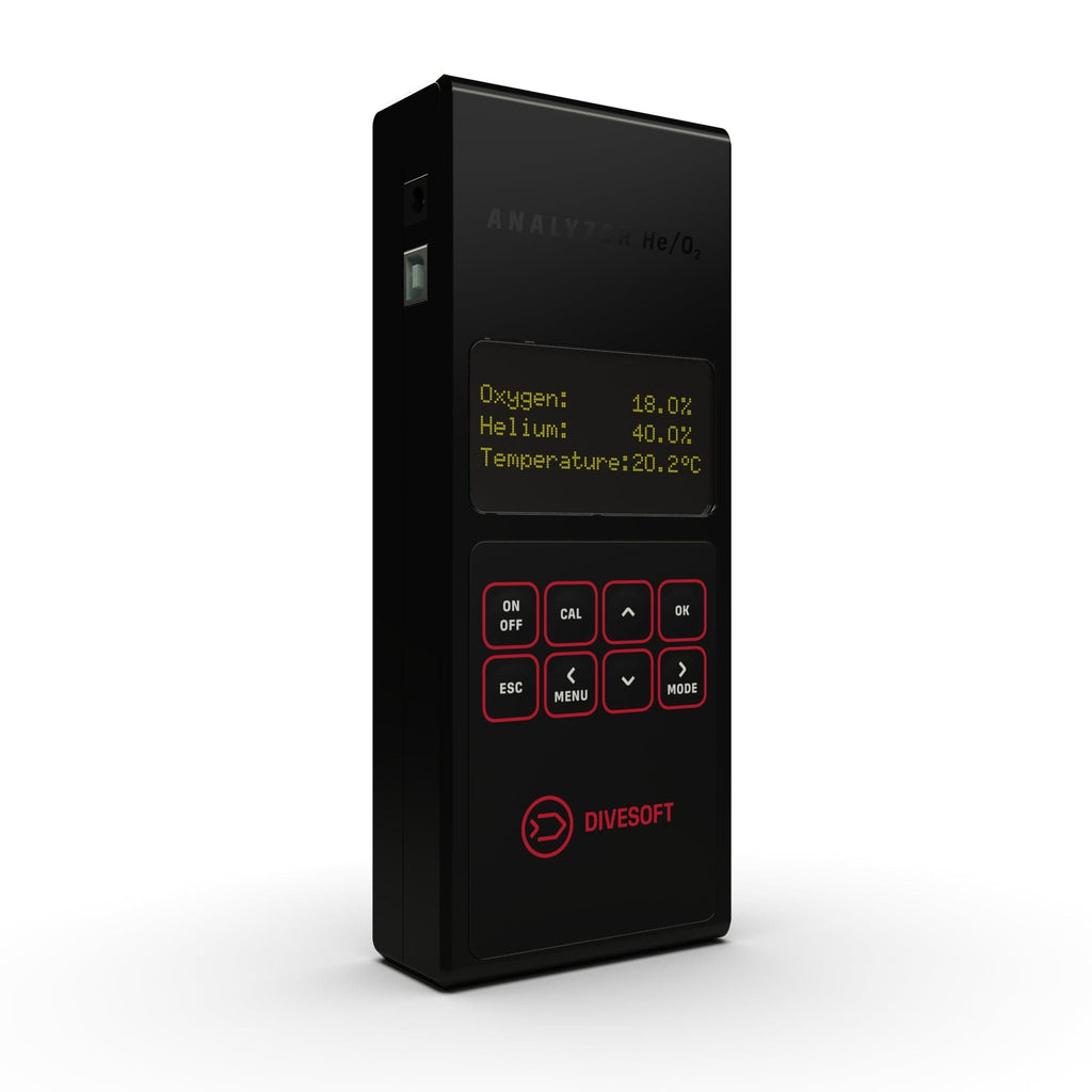 Black handheld gas analyzer with display.