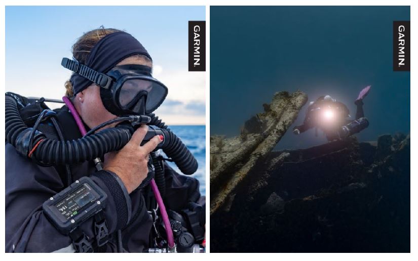 diver using garmin descent™ x50i dive computer