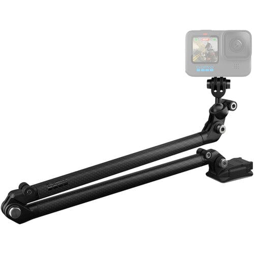 Boom mount arm with action camera attached