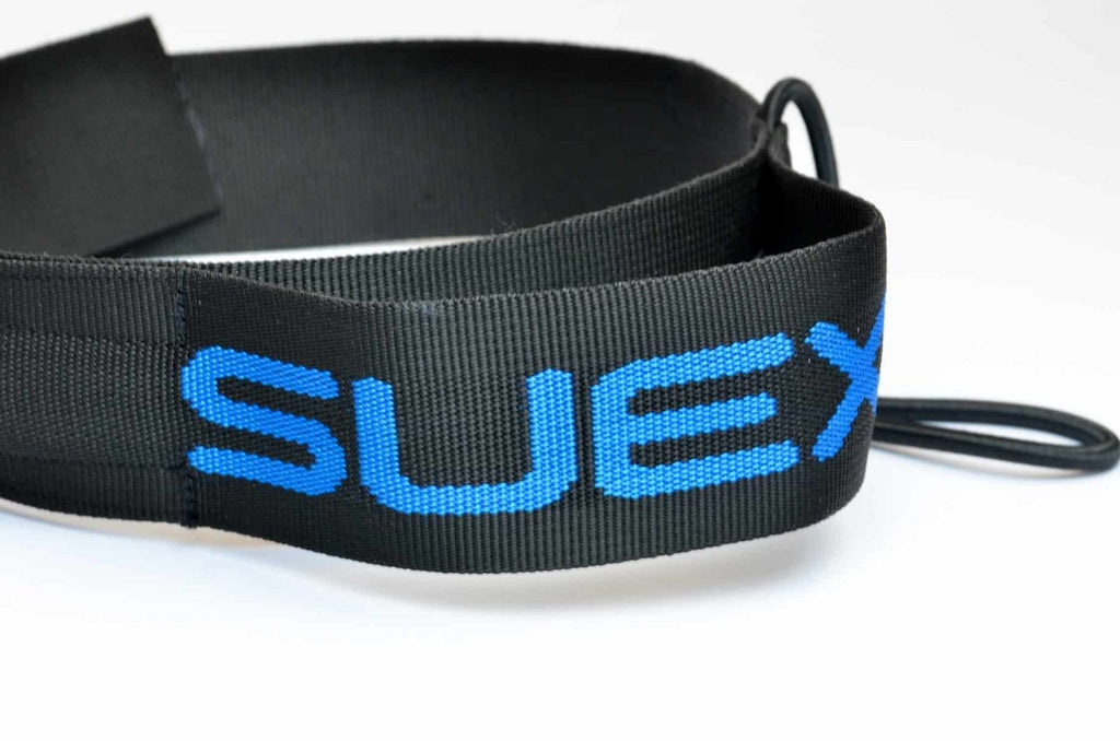 SuEX black strap with blue lettering