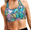 Spacefish Army - Neon Fish Frenzy T-Back Bikini Sports Bra